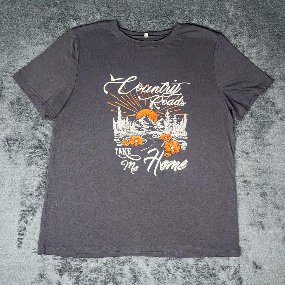 Country Roads Take Me Home Graphic Tee Vintage Americana Outdoorsy Music Nature